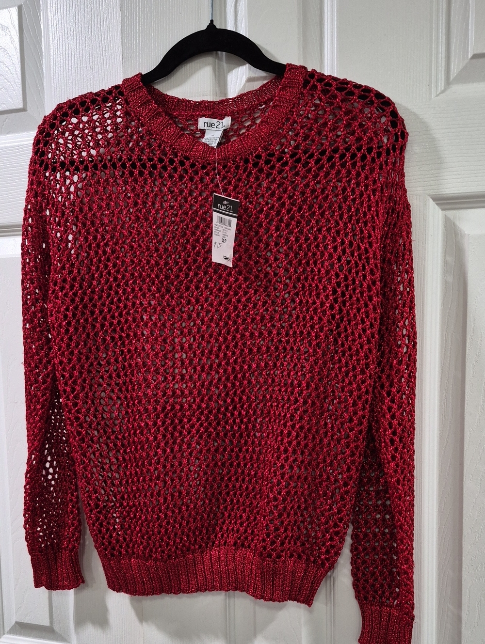 Rue21 Red Open-Weave Crewneck Sweater